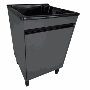 02 gabinete mdf chumbo 54cm com tanque fibra frontal 40l