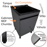 01 tanque de lavar fibra 40l com gabinete mdf chumbo 54cm base torneira de mesa