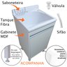01 tanque de lavar roupa de fibra 25l com gabinete em mdf e base para torneira de mesa