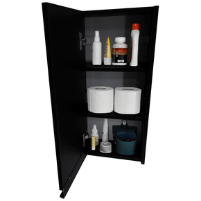 01 armario aereo estreito 30cm para banheiro cozinha lavanderia preto direita