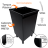 04 gabinete mdf preto com puxador perfil tanque plastico 26l base torneira de bancada