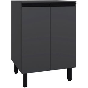 02 balcao multiuso 60 cm em mdf amplo espaco com puxador perfil preto