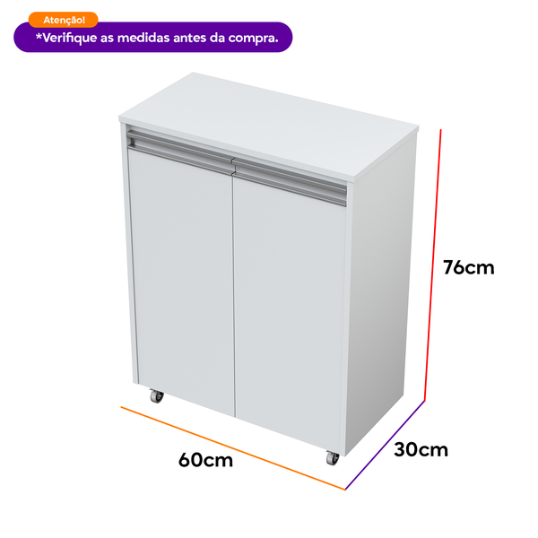 02 aparador rodizios 60cm mdf branco