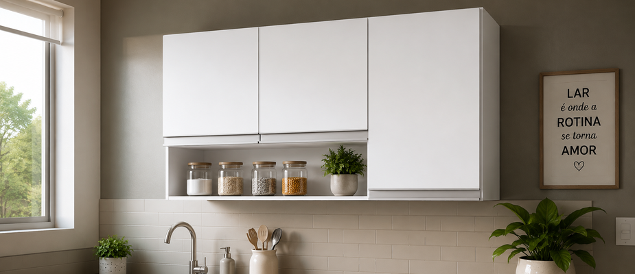 Armário Aéreo 120cm: organização para cozinha e lavanderia